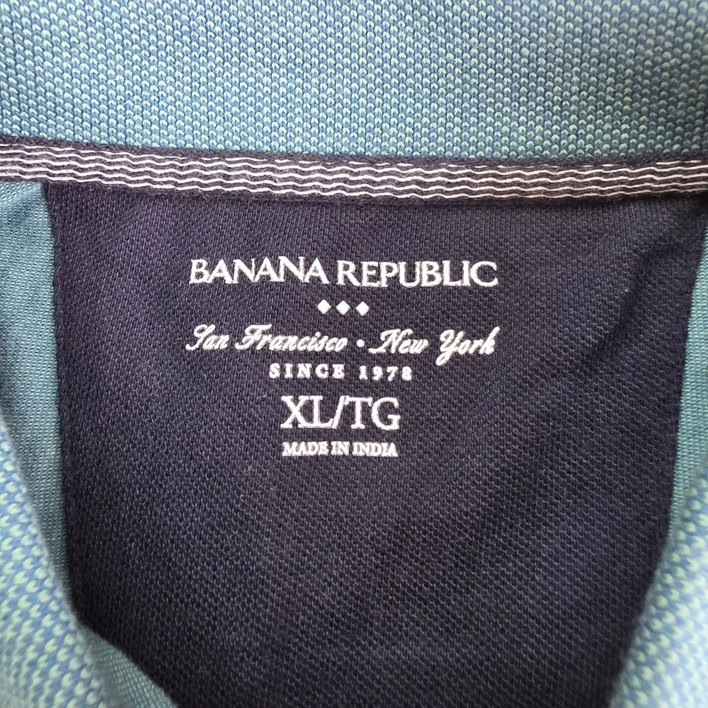 Banana Republic Polo Mens XL Teal Blue 100% Cotton Elephant Logo Pique Preppy